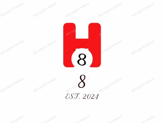 The logo is a simple, bold design featuring a prominent red "H" in the middle. Inside the "H" is a white circle containing the number "8" in black. The letter "H" and the number "8" have