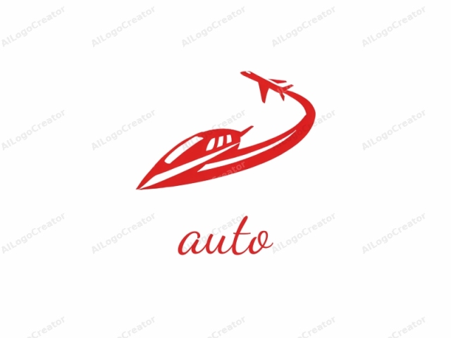 This logo image is a stylized drawing of an airplane. The airplane is depicted in a sleek and streamlined manner, using sharp, clean lines and bold red color against a white background. The design is minimalist and modern, with a dynamic, futuristic