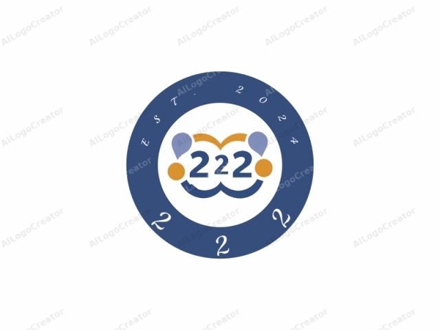 Este logo consiste en un diseño geométrico estilizado que presenta prominentemente los números "222". Los números están ubicados centralmente dentro de una figura abstracta que se asemeja a una cabeza estilizada con una nariz prominente y dos ojos. Los "2" están representados en un estilo audaz,