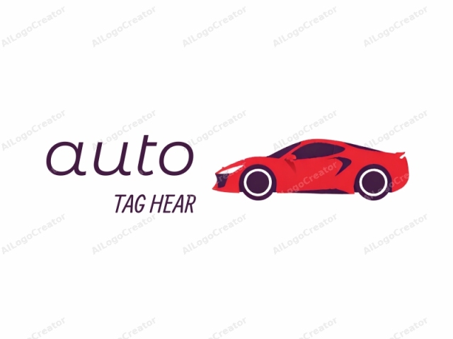 The image is a minimalist, vector-style illustration of a sleek red sports car, positioned sideways against a plain white background. The car is depicted with bold, clean lines and vibrant red hues, giving it a modern and dynamic appearance. Its body features