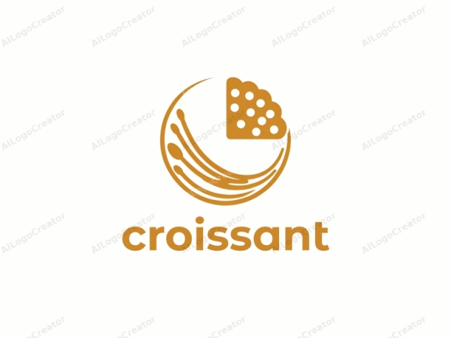 This image is a simple, abstract logo, predominantly rendered in a warm, mustard-yellow color on a stark white background. The design consists of two main elements: a curved, circular shape on the left and a triangular shape on the right. The