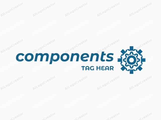 a blue, circular gear, with a white central gear and white spokes radiating outward in a radial pattern. The gear has a smooth, rounded design with no intricate details, featuring a bold, solid blue color and a simple, clean aesthetic.