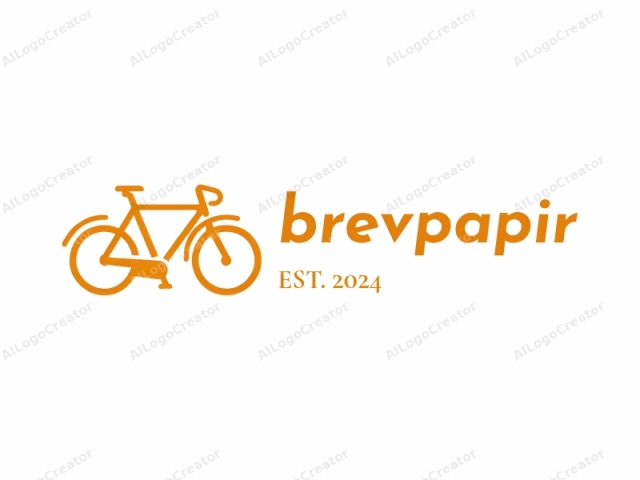 characterized by its simple, modern design. This is a vector graphic representation of a bicycle in a minimalistic style. The bicycle is depicted in solid orange color, outlined with smooth lines that convey a clean and crisp look. The bicycle frame is shown