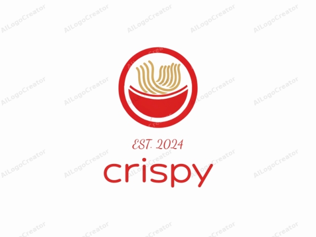 enfatizando la claridad y la accesibilidad. Este logo presenta un diseño minimalista y moderno. El elemento central es una representación estilizada de un tazón de fideos ramen. El tazón, que ocupa la mayor parte de la imagen, se representa en un tono rojo vívido, simbolizando