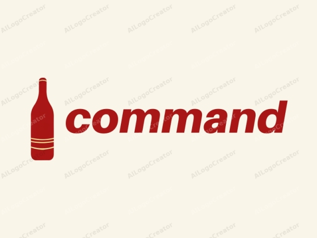 This minimalist logo features a simple yet striking illustration of a wine bottle. The background is a solid cream color, providing a neutral backdrop that highlights the wine bottle. The wine bottle itself is rendered in a vivid, deep red hue with subtle yellow horizontal