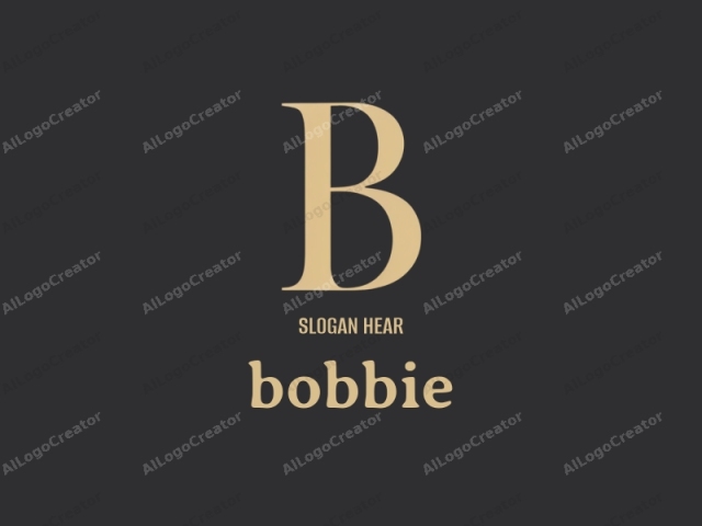 This logo is minimalist and modern in style, featuring a single, large, elegant letter "B" in a classic serif font. The letter is positioned centrally on a solid dark gray background, creating a stark contrast that makes it stand out. The