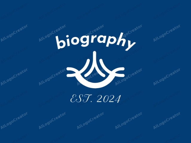 This is a digital graphic logo, featuring a clean and minimalistic design. The image is composed entirely of white lines against a solid, deep blue background. The logo symbol consists of two arches that resemble the letter "C" facing each other