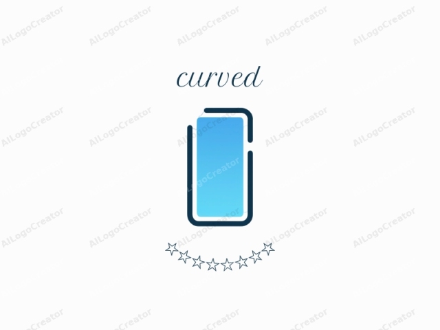 un teléfono móvil. Este es un diseño de logotipo minimalista que representa un teléfono inteligente rectangular con una estética simple pero moderna. La pantalla del teléfono es un degradado de tonos azules, que pasa de un azul cielo más claro en la parte superior a un azul marino más oscuro en la parte inferior