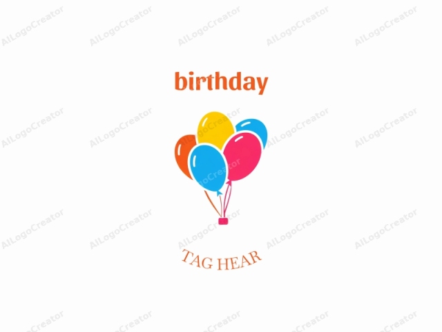 which depicts five balloons tied together with a central point at the bottom. The five balloons are arranged in a tight cluster, with each balloon facing outward and slightly overlapping. The balloons have vivid colors, each one distinct from the other. From left to