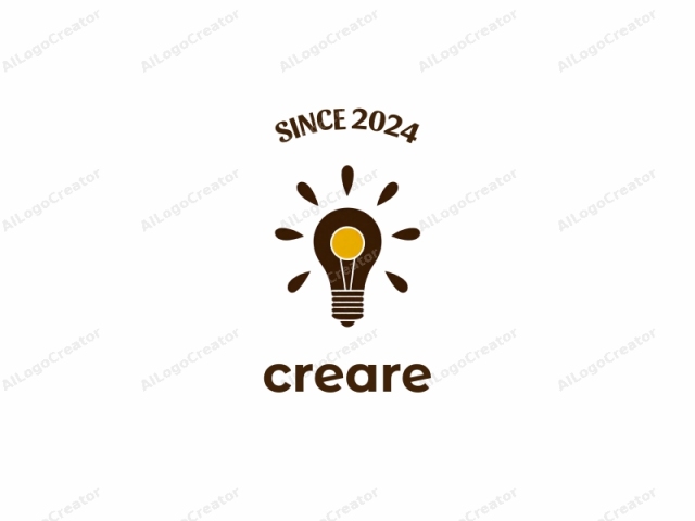 The logo image features a stylized light bulb with a minimalist design. The light bulb is centrally positioned on a white background. It is drawn in a dark brown hue, with an elongated base representing the filament. The bulb's glass portion is