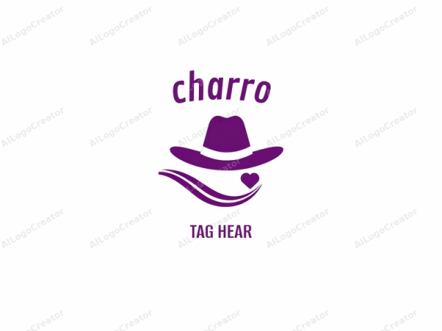 which features a simplified, stylized design. The logo is a monochromatic purple silhouette against a white background. At the center of the image is a cowboy hat, portrayed in a clean, minimalist fashion, with a prominent brim and crown