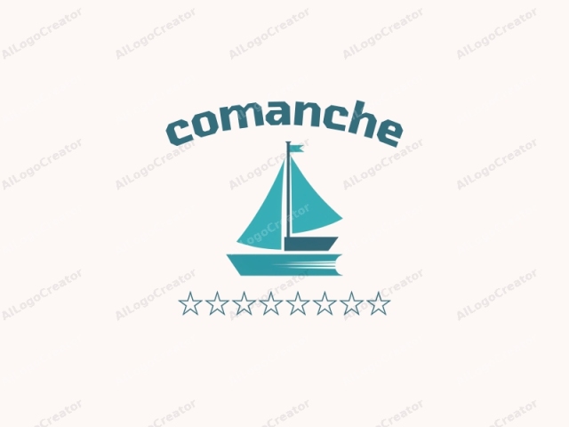 Dies ist ein minimalistisches Logo eines Segelboots in einem einfachen, flachen Designstil, ohne Schattierungen oder komplizierte Details. Das Segelboot ist in einer einzigen türkisen Farbe gezeichnet, mit minimalen Variationen in den Schattierungen, was ein sauberes und modernes Aussehen schafft.