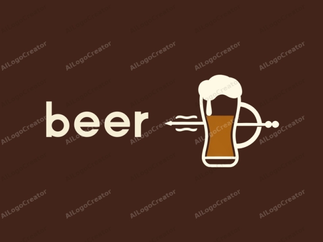 This is a vector art logo with a minimalistic, flat design. The main subject is a tall, glass beer mug filled with amber beer and topped with foamy cream. The beer mug is centered and oriented vertically, with the cream forming a