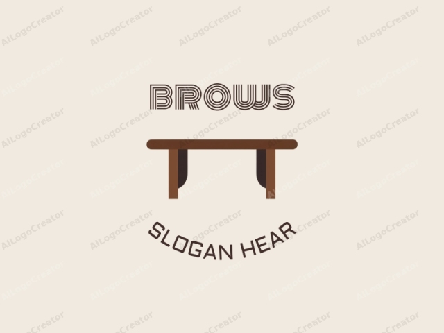 which features a minimalist design. The image is a digital drawing in a flat, geometric style. The subject is a simple, rectangular wooden table with four legs, depicted in a monochromatic brown hue. Each leg has a distinct shape, with