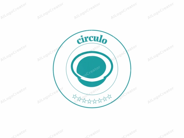 This is a simple, minimalist logo design featuring a circular shape with a flat, turquoise blue background. The circular shape is outlined with a thin, white line, which gives it a clean, modern appearance. The interior of the circle is left blank