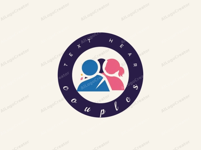 This is a minimalist, vector graphic logo composed of stylized human figures. The design is set against a plain, off-white background, making the figures stand out starkly. There are three figures depicted, positioned centrally on the page. 

On