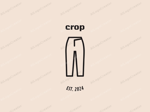 a pair of pants. The image features a minimalist, flat design of a pair of pants rendered in a simple, black outline on a soft, cream-colored background. The pants are depicted in a frontal view, with a straight cut and high waist