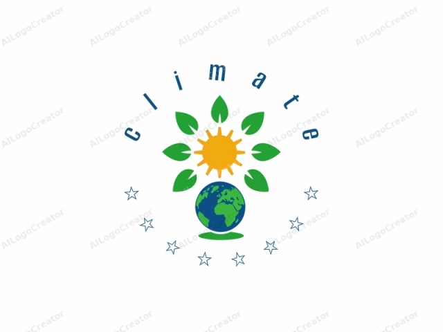 This logo features a stylized design representing the theme of sustainability. At its center, there is a simple, flat depiction of a globe in green and blue, with green continents and blue oceans, symbolizing the earth. The globe sits on a