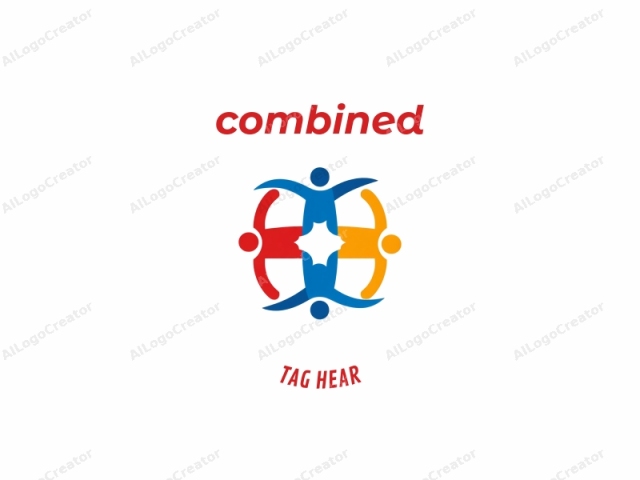 This is a digital logo designed in a modern, abstract style, featuring four interconnected human figures symbolizing unity or collaboration. The figures are stylized and simplified, with each figure represented by a different color: red, blue, yellow, and orange