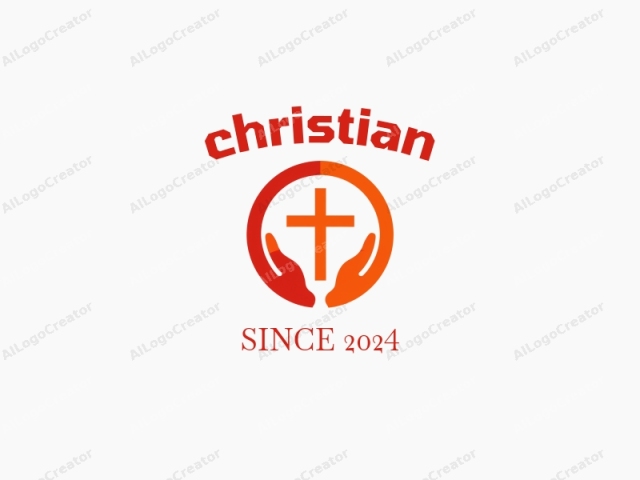 Este es un logo digital que presenta un diseño simplista centrado en temas religiosos. El logo consiste en un círculo dividido horizontalmente en dos mitades distintas por una línea blanca sólida. La mitad superior es de un rojo vívido, mientras que la mitad inferior es de un naranja más suave, ambos