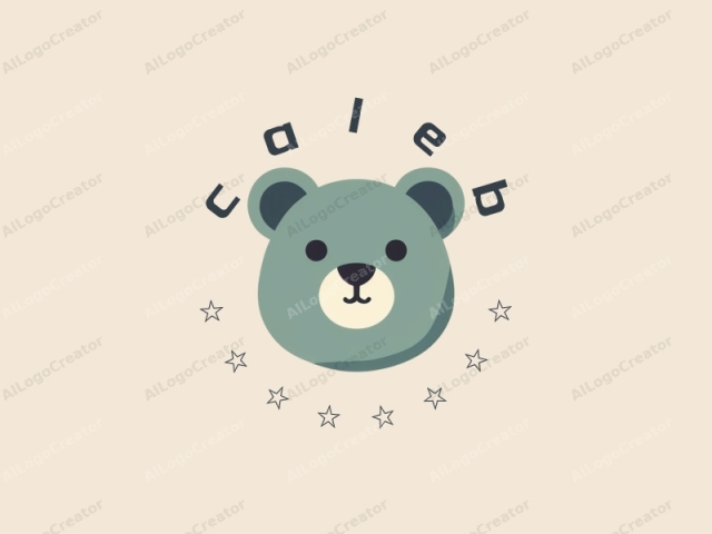 This is a minimalist, stylized digital drawing of a teddy bear. The bear is centered, occupying the majority of the frame. It has a smooth, rounded, and simplified shape with soft, muted colors. The bear’s head is a