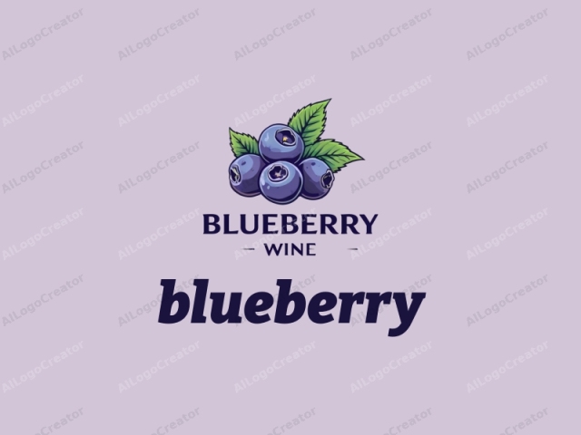 a blueberry. The image is digitally created and features a cluster of fresh blueberries, rendered in a detailed and realistic style. The blueberries are depicted with dark blue skins and pale green stems, showcasing the texture and slight blemishes typical