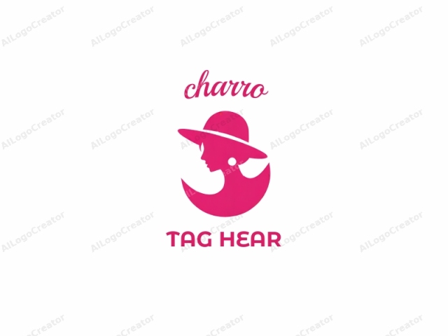 This is a minimalist, digital logo design of a woman's profile, depicted in a bright, solid magenta hue against a plain white background. The design features a smooth, stylized outline of a woman's face, neck, and shoulders.