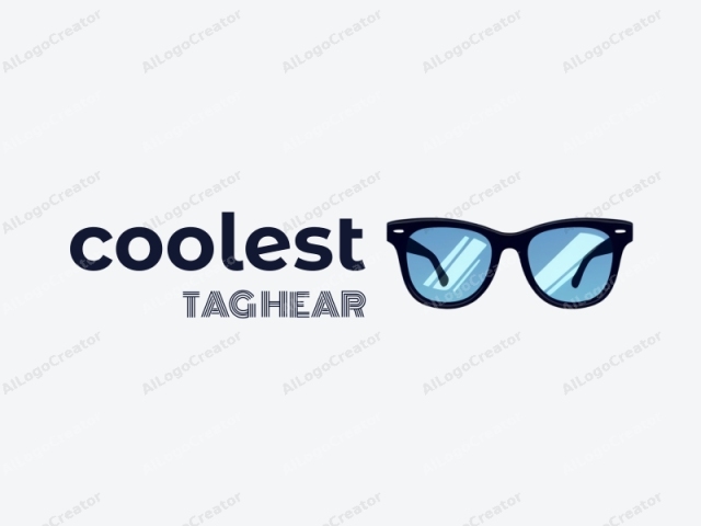 Das Logo-Bild ist eine einfache, minimalistische Zeichnung einer schwarzen Sonnenbrille vor einem hellgrauen Hintergrund. Die Sonnenbrille ist mit klaren, glatten Linien dargestellt und hat ein modernes, flaches Design ohne Schattierungen oder Texturen. Jede Linse ist einfarbig