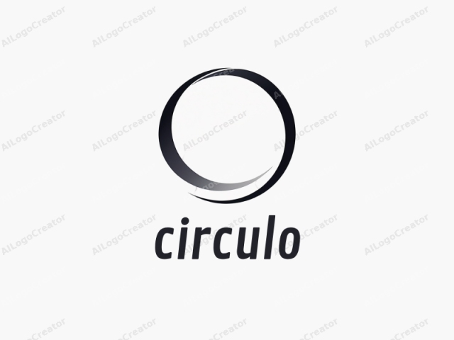 This image is a minimalist logo featuring a single, continuous black circle. The circle appears to be slightly elliptical in shape, with a darker gradient on the left and a lighter gradient on the right, creating a sense of motion or flow. The