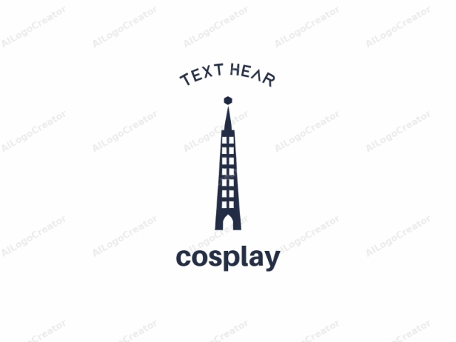 This logo is a minimalist, stylized drawing of a tall, narrow tower. The design is executed in a simple, geometric fashion with clean lines and no additional textures or shading. The tower is portrayed in dark blue and set against a white background