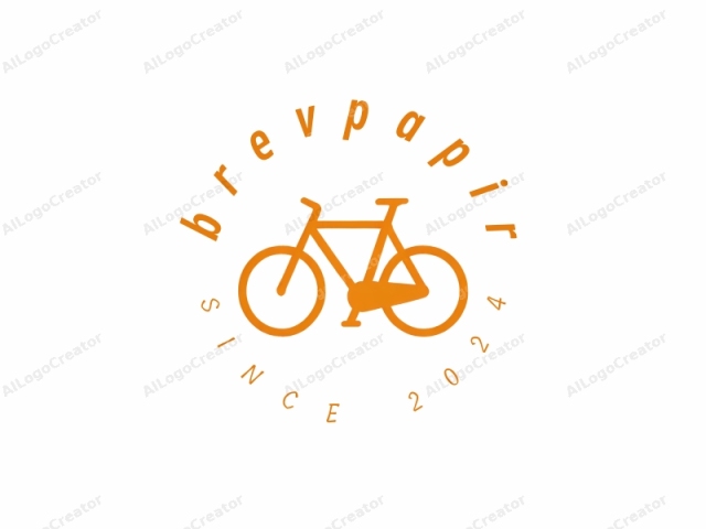 The image is a minimalist, flat design of a bicycle. The bicycle is depicted in a simple, orange color, providing high contrast against a clean, white background. The bicycle is illustrated without intricate details, emphasizing its basic form and structure. The