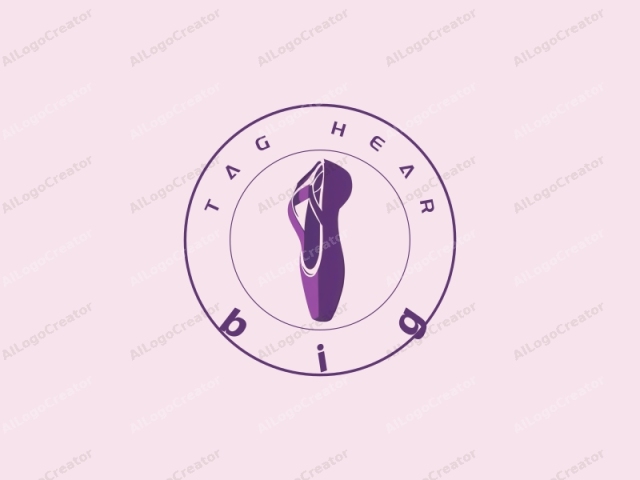 This is a digital illustration depicting a ballet slipper. The slipper is shown in a simple, minimalist style with clean lines and smooth shapes. The primary color used is a rich, deep purple, which dominates the entire piece. The slipper