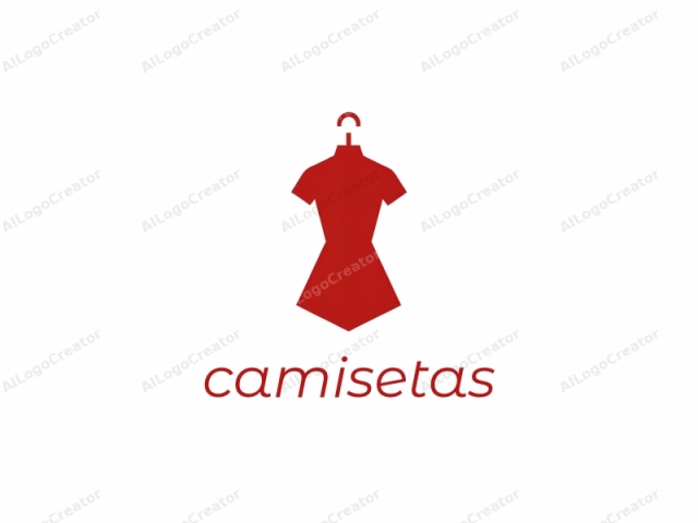 Este logo minimalista presenta una cabeza y torso de maniquí estilizados en un diseño geométrico limpio y moderno. El maniquí se representa en un color rojo sólido y audaz sobre un fondo blanco puro. El torso tiene mangas cortas y