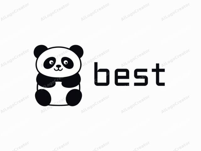 Dies ist ein minimalistisches Logo im digitalen Zeichenstil, das einen stilisierten Panda zeigt. Der Panda wird in einer einfachen, cartoonhaften Form mit kräftigen schwarzen Umrissen und festen weißen Innenflächen dargestellt. Er befindet sich im Zentrum des Bildes vor einem einfachen weißen Hintergrund.