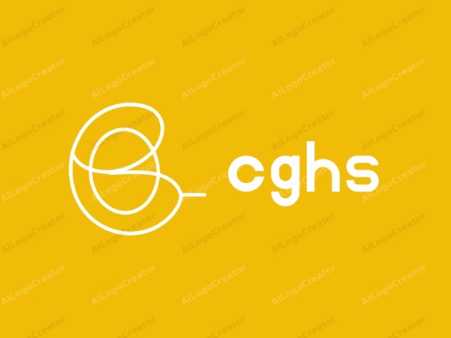 This is a minimalist, abstract logo with a bright yellow background. The logo features a simple, white, curvy line that resembles the letter "C" or a loop, with an additional curved line extending from the bottom of the loop. The