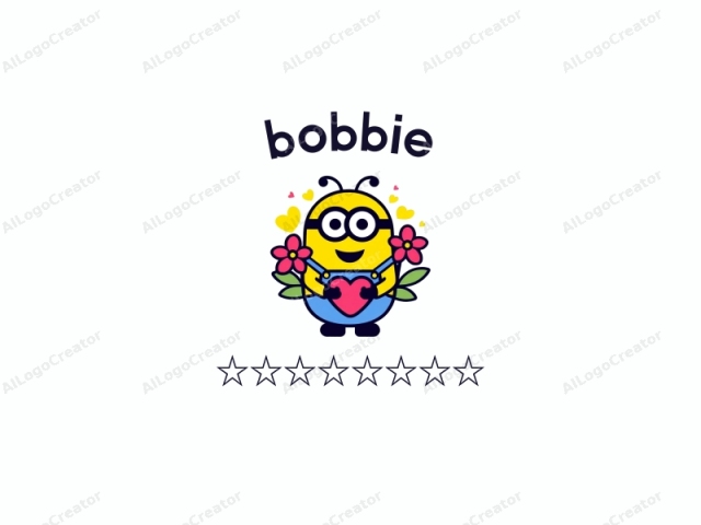 a cartoon character. This is a whimsical digital drawing featuring a cheerful, anthropomorphic character resembling a yellow Minion. The Minion has large black goggles covering its eyes, a happy expression with a broad smile, and two black antennae protr