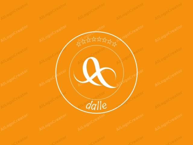 The image is a clean, minimalist logo with a bright, vivid orange background. The main focus is a stylized, white, flowing script letter "A" intertwined with a looped, curved line. The letter "A" has its top