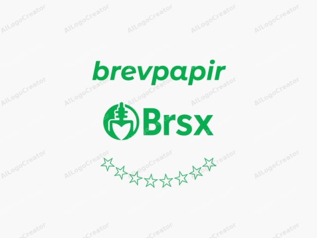 The image is a minimalist, digital logo featuring a clean, modern design. The main elements include the word "BRSX" and a stylized icon. The text is rendered in a bold, sans-serif typeface, and is predominantly green.