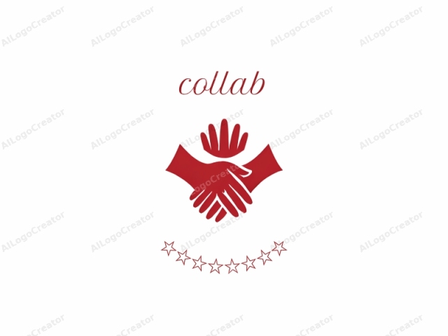 The logo image is a simple, minimalist vector graphic depicting a stylized hand gesture of mutual support. It features two red hands, each outlined in smooth curves, forming an interconnected, closed-loop shape. The hands, one larger and one smaller,