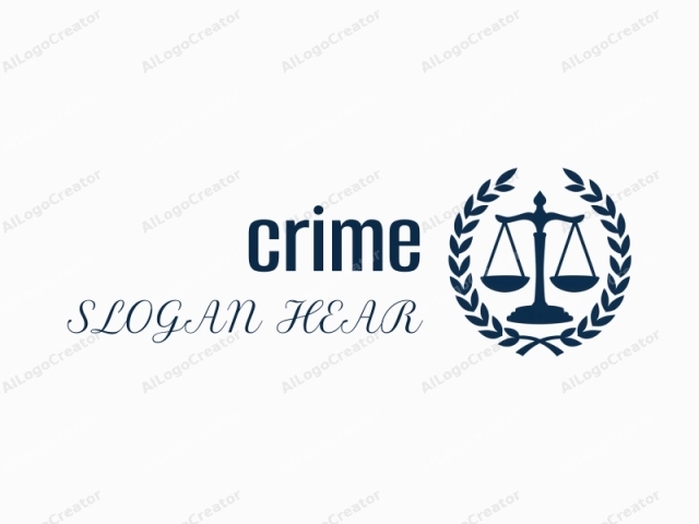 This image is a simple, clean logo featuring a dark blue silhouette of a justice scale set against a stark white background. The scale, symbolizing balance and impartiality, is centrally positioned and composed of two balanced pans, each supported by a vertical