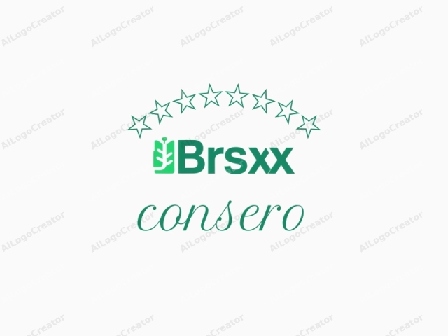 The image is a digital graphic logo for a company or brand named "BRSXXX." The logo features a clean, modern design with minimalist elements. The central logo consists of a green, stylized tree silhouette with four main branches on the left