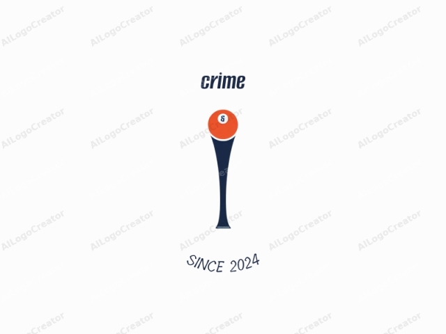 The logo image is a minimalist, vector-style illustration featuring a tall, stylized pool cue. The cue is depicted as a sleek, dark blue cylindrical shape tapering towards the top, with a flat, circular base. At the very top of