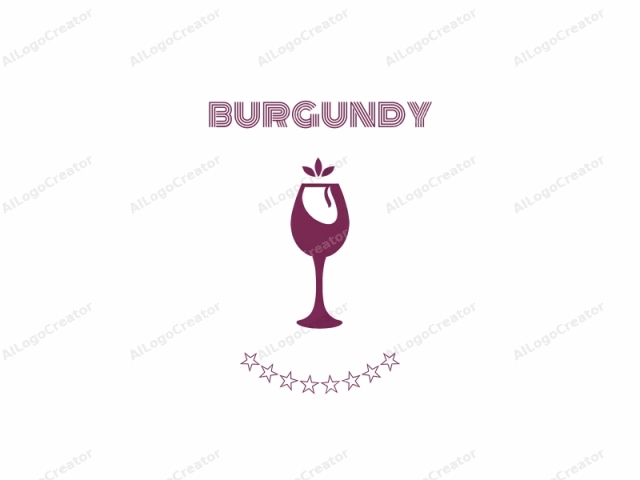 The image is a minimalist, vector graphic design featuring a stylized wine glass filled with a light purple liquid, symbolizing wine. The glass, rendered in a bold, flat color, is depicted with a handle and a stem that tapers into