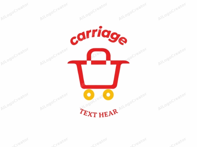The logo image is a simple, modern graphic depicting a shopping bag. It is created using solid, bold lines with no gradients or shading. The shopping bag is outlined in bright red, with the main body of the bag forming a rectangle. The