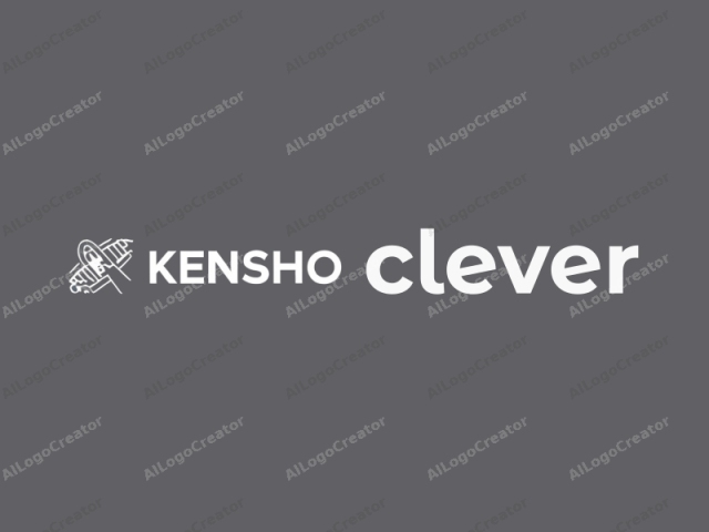 這是一個為名為"Kensho"的公司或品牌設計的極簡數位標誌，具有風格化的抽象設計。背景是純啞光灰色，提供中性且專業的美感。標誌本身位於圖像的中心