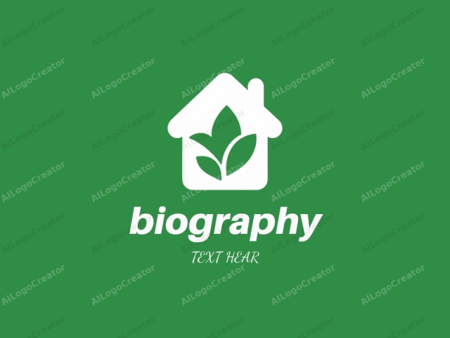 The image is a digital illustration depicting a simplified, white house icon set against a solid green background. The house symbol has a clean, minimalist design with bold lines, featuring a flat, rectangular shape representing the structure. At the center of the house