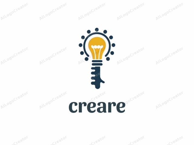 This logo, depicted in a minimalist style, features a large, orange incandescent light bulb at its center. Surrounding the light bulb is a black, circular shape representing the filament inside the bulb, with evenly spaced black dots simulating the