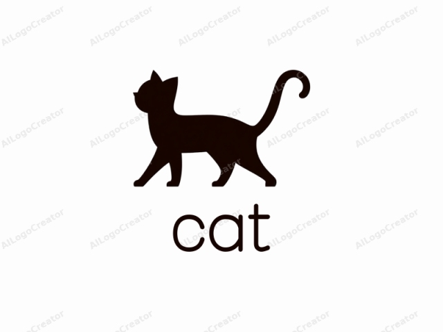 Dieses Logo-Bild zeigt eine minimalistische, schwarze Silhouette einer Katze, die auf saubere und direkte Weise gezeichnet ist. Die Katze ist im Profil dargestellt, nach links blickend, mit den Hinterbeinen nach hinten gestreckt und den Vorderbeinen in einer Gehposition.