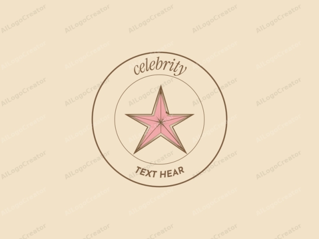 in a minimalist, modern design style. The logo features a large, five-pointed star with symmetrical, clean lines. The star's center is filled with a solid, warm pink hue, and its points are outlined in a thinner, darker brown