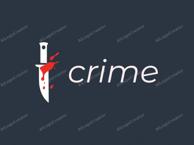 This is a digital drawing of a knife set against a solid dark blue background. The knife is depicted in a simplistic, almost cartoonish style with bold, white lines, making it stand out prominently. The handle of the knife is white and slightly